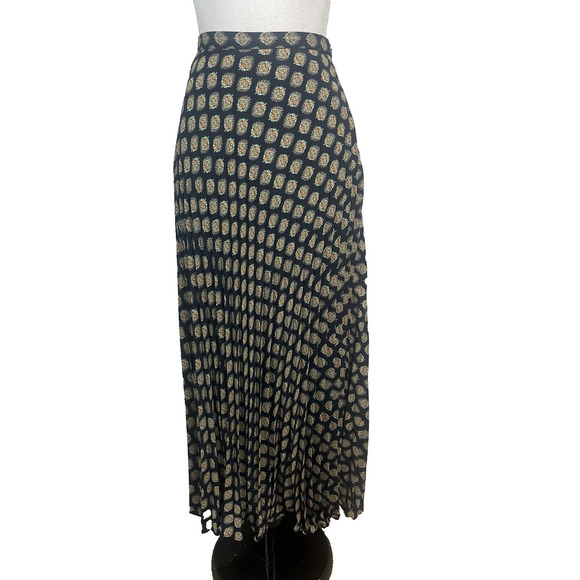 Banana Republic Skirt size 6 Navy Blue Orange Green Floral Sheer Maxi Pleated - Picture 1 of 10